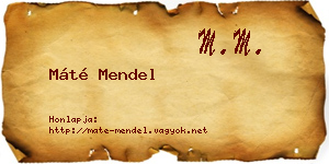 Máté Mendel névjegykártya
